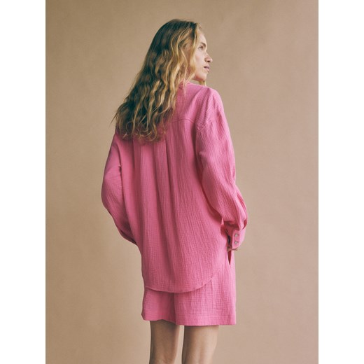 Reserved - Koszula oversize z bawełnianego muślinu - intensywny róż Reserved S Reserved