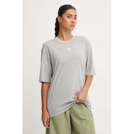 adidas Originals t-shirt bawełniany Essential damski kolor szary IY7324 ze sklepu ANSWEAR.com w kategorii Bluzki damskie - zdjęcie 174618520