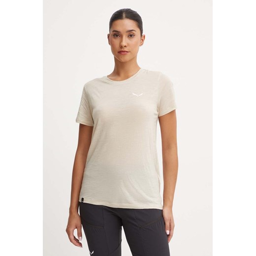 Salewa t-shirt sportowy Eagle Minilogo kolor beżowy 00.0000028855 ze sklepu ANSWEAR.com w kategorii Bluzki damskie - zdjęcie 174618544