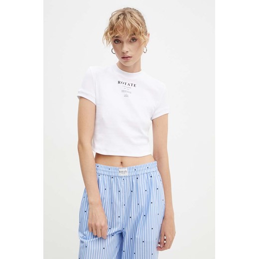 Rotate t-shirt damski kolor biały ze sklepu ANSWEAR.com w kategorii Bluzki damskie - zdjęcie 174618651
