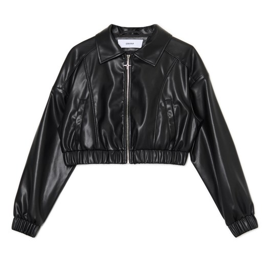 Cropp - Kurtka bomber z imitacji skóry - czarny Cropp S Cropp