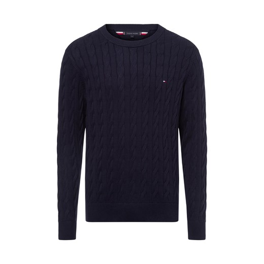 Tommy Hilfiger Męski sweter Mężczyźni drobna dzianina granatowy jednolity ze sklepu vangraaf w kategorii Swetry męskie - zdjęcie 174620021