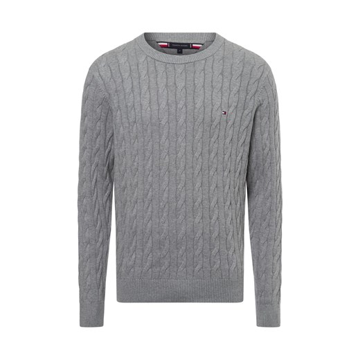 Tommy Hilfiger Męski sweter Mężczyźni drobna dzianina szary marmurkowy ze sklepu vangraaf w kategorii Swetry męskie - zdjęcie 174620022