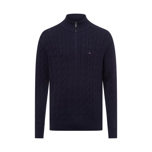 Tommy Hilfiger Męski sweter Mężczyźni Bawełna granatowy jednolity ze sklepu vangraaf w kategorii Swetry męskie - zdjęcie 174620024