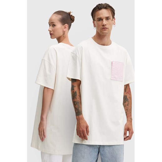 Converse t-shirt bawełniany kolor beżowy wzorzysty 10026381-A05 ze sklepu ANSWEAR.com w kategorii T-shirty męskie - zdjęcie 174620441