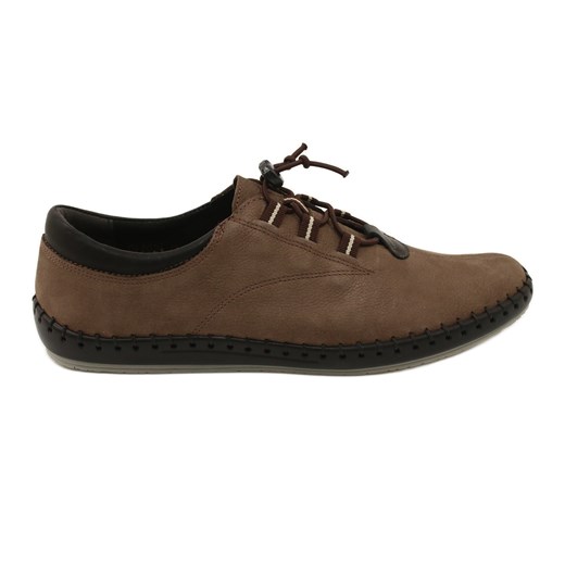 Kampol Buty męskie casual 337/OL brązowe beżowy ze sklepu ButyModne.pl w kategorii Półbuty męskie - zdjęcie 174621964