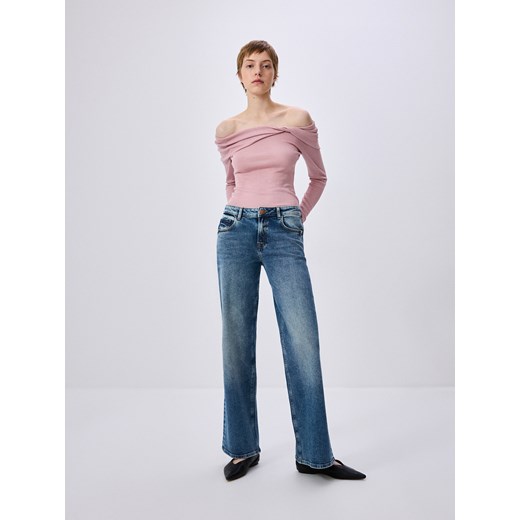 Reserved - Dzianinowa bluzka z wiskozą - pastelowy róż Reserved M Reserved