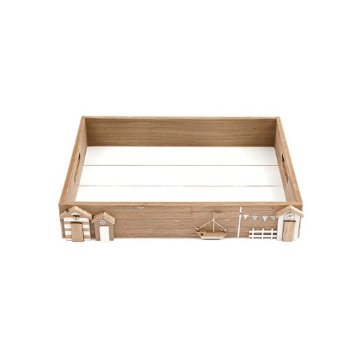 SiL Interiors Taca &quot;Beach House&quot; w kolorze jasnobrązowo-białym - 30 x 40 x 7 cm ze sklepu Limango Polska w kategorii Tace - zdjęcie 174625192