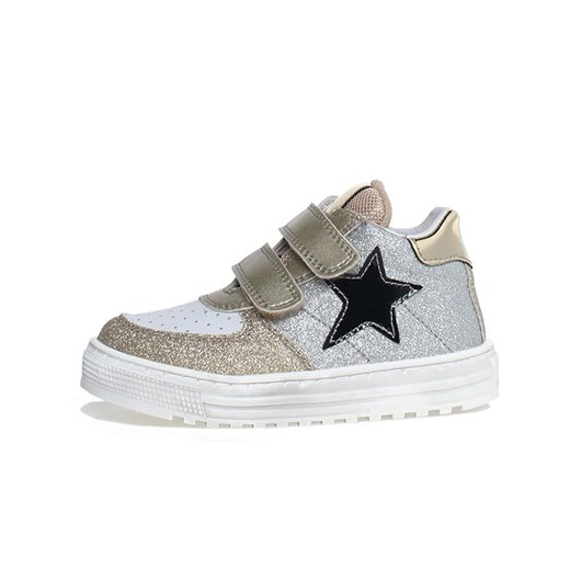 Naturino Skórzane sneakersy &quot;Hess&quot; w kolorze złoto-srebrnym ze sklepu Limango Polska w kategorii Buty sportowe dziecięce - zdjęcie 174625390
