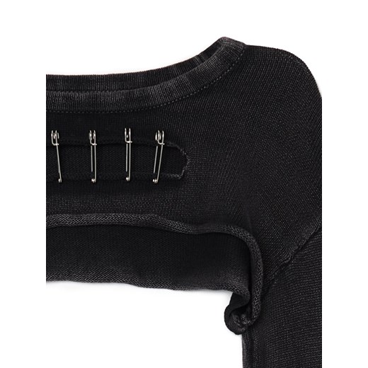 Cropp - Krótki sweter z agrafkami - czarny Cropp L Cropp