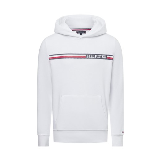 Tommy Hilfiger Męski sweter z kapturem Mężczyźni Bawełna écru nadruk ze sklepu vangraaf w kategorii Bluzy męskie - zdjęcie 174629491