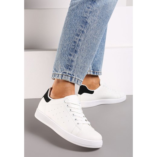 Biało-Czarne Casualowe Sneakersy na Płaskiej Podeszwie Aniefra ze sklepu renee.pl w kategorii Buty sportowe damskie - zdjęcie 174631450