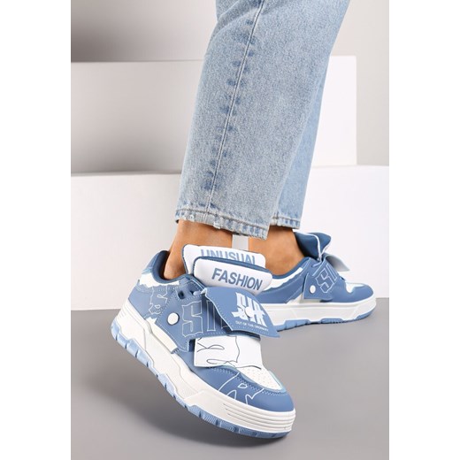 Niebieskie Sneakersy na Płaskiej Podeszwie Ozdobione Napisami Griefra ze sklepu renee.pl w kategorii Buty sportowe damskie - zdjęcie 174631474