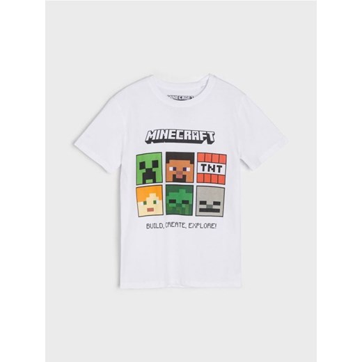 Sinsay - Koszulka Minecraft - biały ze sklepu Sinsay w kategorii T-shirty chłopięce - zdjęcie 174635551