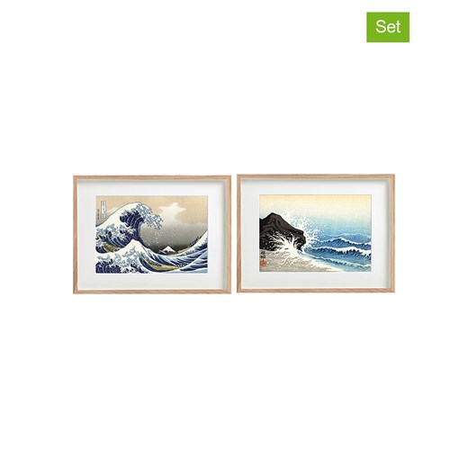 SiL Interiors Druki artystyczne (2 szt.) &quot;Waves&quot; ze wzorem w ramce - 30 x 40 cm ze sklepu Limango Polska w kategorii Obrazy - zdjęcie 174637281