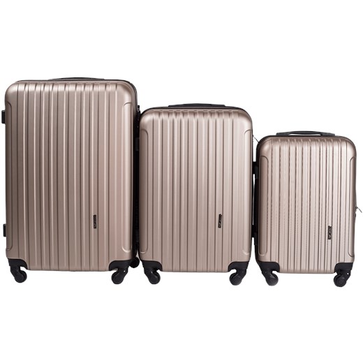 ZESTAW 3 WALIZEK WINGS FLAMINGO Z POSZERZENIEM CHAMPAGNE ze sklepu WINGS w kategorii Walizki - zdjęcie 174637940