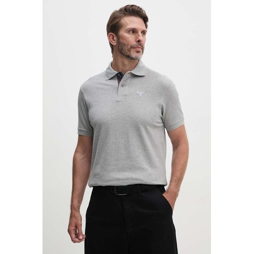 Barbour polo bawełniane Tartan Pique Polo kolor szary z aplikacją MML0012 ze sklepu ANSWEAR.com w kategorii T-shirty męskie - zdjęcie 174638234