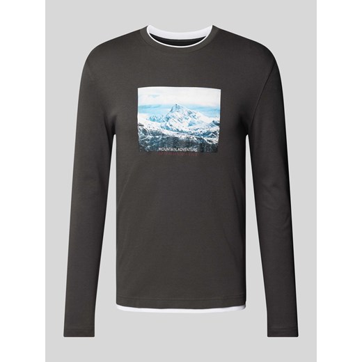 Bluzka z długim rękawem,nadrukiem z motywem i okrągłym dekoltem ze sklepu Peek&Cloppenburg  w kategorii T-shirty męskie - zdjęcie 174638580