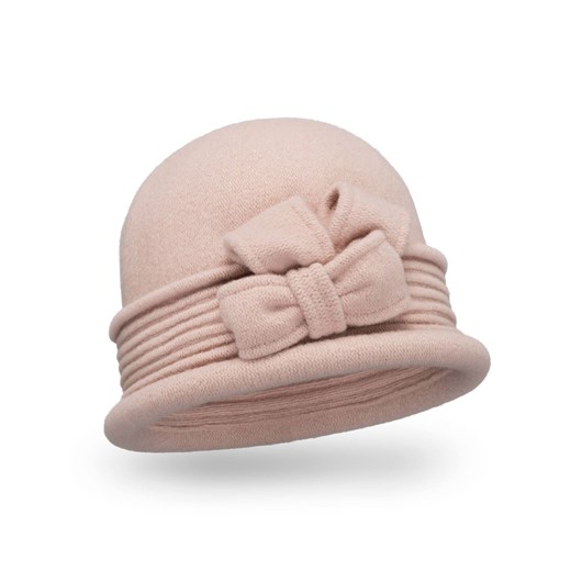Elegancka kremowa czapka wełniana z kokardą L'AF Zan ze sklepu Eye For Fashion w kategorii Kapelusze damskie - zdjęcie 174644491