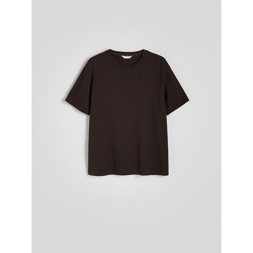 T-shirt męski Reserved brązowy z krótkim rękawem