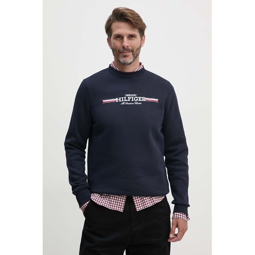 Tommy Hilfiger bluza męska kolor granatowy z nadrukiem MW0MW35530 ze sklepu ANSWEAR.com w kategorii Bluzy męskie - zdjęcie 174646580