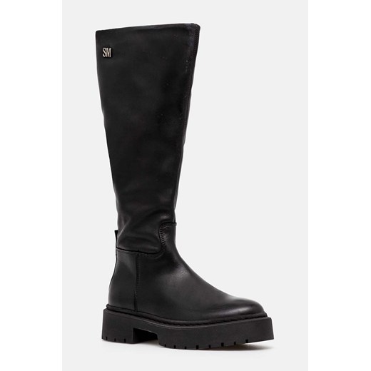 Steve Madden kozaki Galina damskie kolor czarny na płaskim obcasie lekko ocieplone SM11003333 ze sklepu ANSWEAR.com w kategorii Kozaki damskie - zdjęcie 174647124