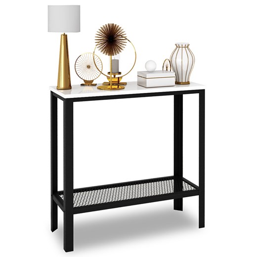 Konsola z metalowym stelażem w stylu loft czarny + biały połysk T8-N31 ze sklepu Edinos.pl w kategorii Konsole - zdjęcie 174648220