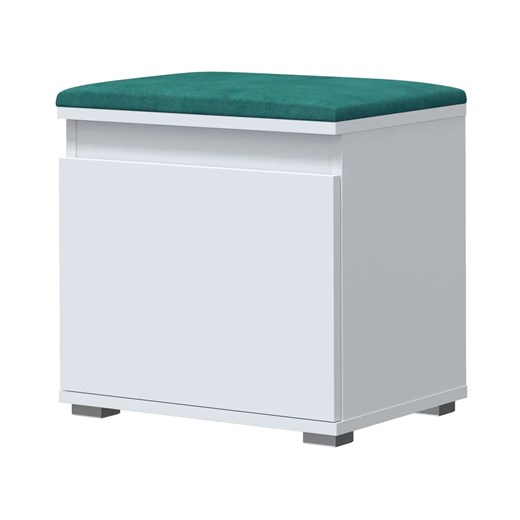 Minimalistyczna szafka na buty z siedziskiem biały + zielony - Venix 5X ze sklepu Edinos.pl w kategorii Zestawy mebli do przedpokoju - zdjęcie 174648263