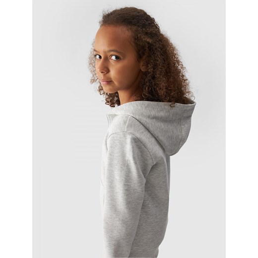 Dziewczęca bluza dresowa rozpinana z kapturem 4F 4FJWMM00TSWSF1315 - szara ze sklepu Sportstylestory.com w kategorii Bluzy dziewczęce - zdjęcie 174652254