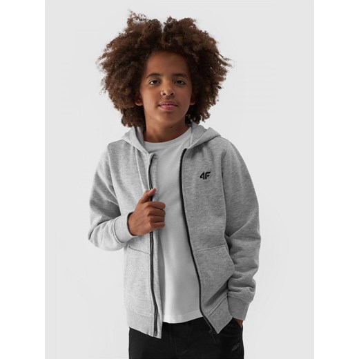 Chłopięca bluza dresowa rozpinana z kapturem 4F 4FJWMM00TSWSM1295 - szara ze sklepu Sportstylestory.com w kategorii Bluzy chłopięce - zdjęcie 174652344