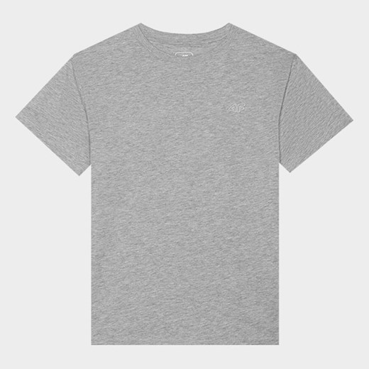 Dziewczęcy t-shirt basic 4F 4FJWMM00TTSHF2332 - szary ze sklepu Sportstylestory.com w kategorii Bluzki dziewczęce - zdjęcie 174652453