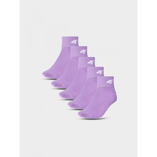 Dziecięce skarpetki (5-pack) 4F 4FJWMM00USOCU295 - fioletowe ze sklepu Sportstylestory.com w kategorii Skarpetki dziecięce - zdjęcie 174652561