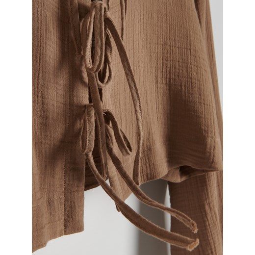 Reserved - Bluzka z wiązaniem - brązowy Reserved S Reserved