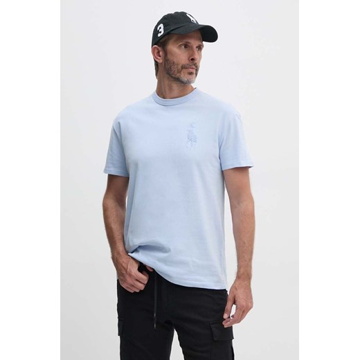 Polo Ralph Lauren t-shirt bawełniany męski kolor niebieski gładki 710936509 ze sklepu ANSWEAR.com w kategorii T-shirty męskie - zdjęcie 174655163
