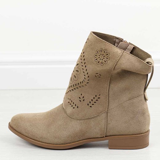 Botki Jezzi na płaskiej podeszwie casual zamszowe 