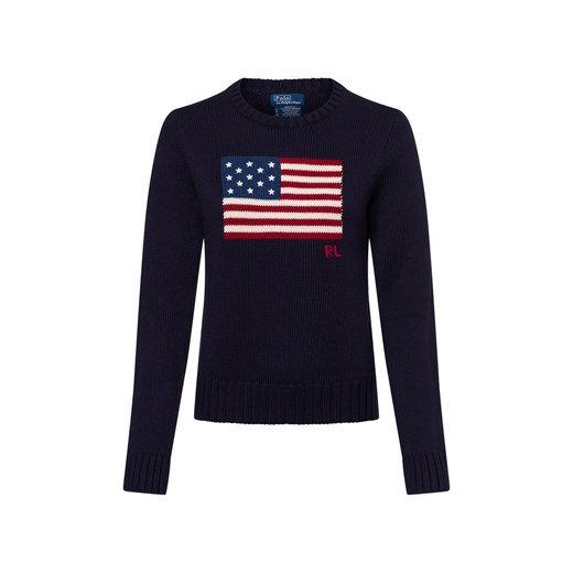 Polo Ralph Lauren Sweter damski z dzianiny Kobiety Bawełna granatowy jednolity ze sklepu vangraaf w kategorii Swetry damskie - zdjęcie 174657024
