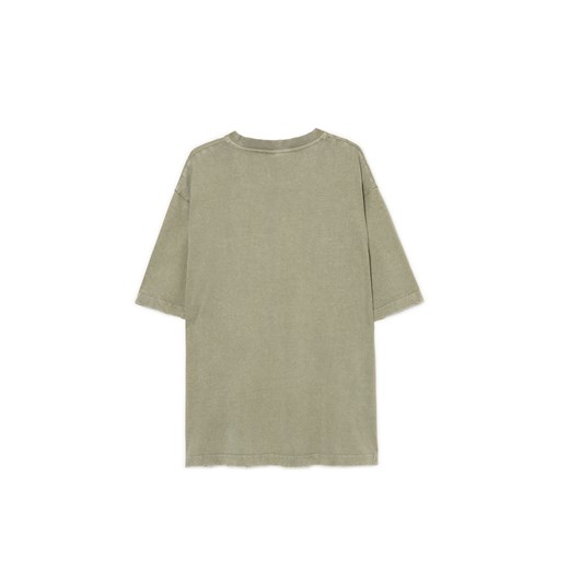 Cropp - T-shirt z postrzępionymi brzegami - zielony Cropp XXL Cropp
