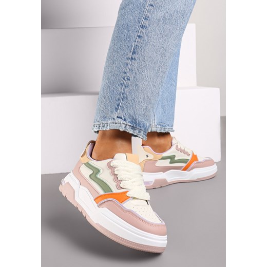 Różowe Sneakersy z Przeszyciami i Grubą Podeszwą Berinela ze sklepu renee.pl w kategorii Buty sportowe damskie - zdjęcie 174657971