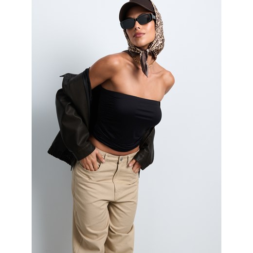 Sinsay - Jeansy wide leg - beżowy Sinsay 38 Sinsay