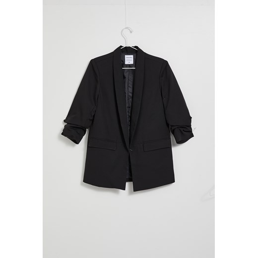 Gładka marynarka z marszczonymi rękawami 3/4 czarna XL Moodo.pl