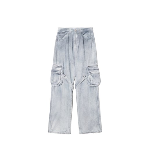 Cropp - Jeansy baggy z efektem sprania - jasny szary ze sklepu Cropp w kategorii Jeansy damskie - zdjęcie 174662302
