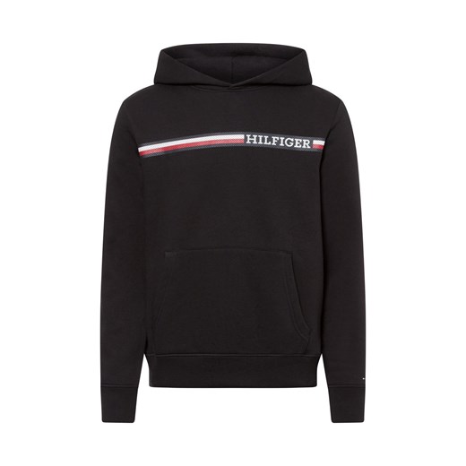 Tommy Hilfiger Męski sweter z kapturem Mężczyźni Bawełna czarny nadruk ze sklepu vangraaf w kategorii Bluzy męskie - zdjęcie 174667983