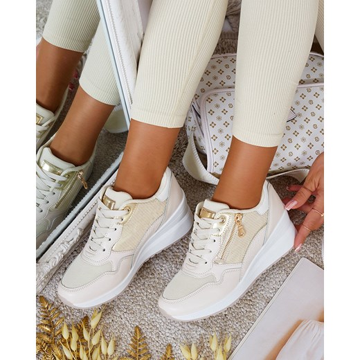 Buty sportowe damskie Royalfashion.pl sneakersy płaskie sznurowane na wiosnę