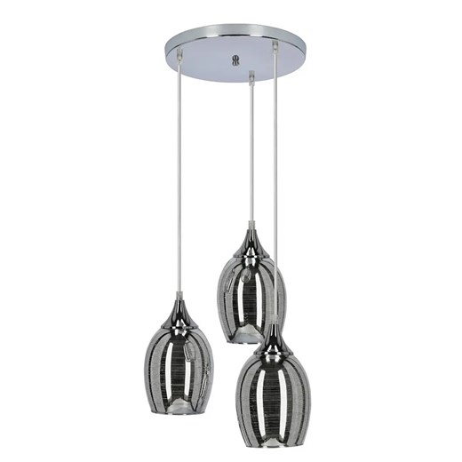 Potrójna lampa wisząca z chromowanym kloszem - 12X D146 G6-S12 ze sklepu Edinos.pl w kategorii Lampy wiszące - zdjęcie 174673794