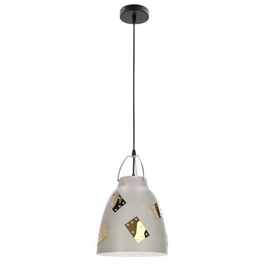 Szara lampa wisząca z chromowanymi elementami - D150 D4-K15 ze sklepu Edinos.pl w kategorii Lampy wiszące - zdjęcie 174673820