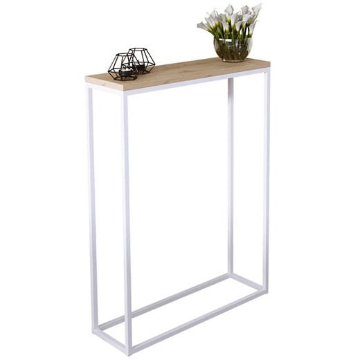 Skandynawska konsola biały + dąb artisan G1-W61 ze sklepu Edinos.pl w kategorii Konsole - zdjęcie 174675800
