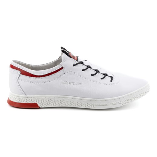 Polbut Buty męskie skórzane casual K23 białe z czerwonym ze sklepu ButyModne.pl w kategorii Półbuty męskie - zdjęcie 174676324