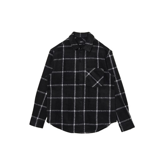 Cropp - Czarna kraciasta koszula z domieszką wełny - czarny Cropp M Cropp