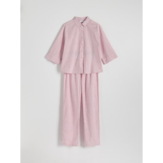 Reserved - Dwuczęściowa piżama z bawełny - różowy Reserved S Reserved