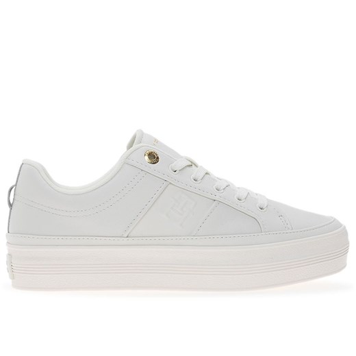 Buty Tommy Hilfiger Essential TH Monogram Leather Flatform FW0FW07945-YBL - białe ze sklepu streetstyle24.pl w kategorii Trampki damskie - zdjęcie 174690271